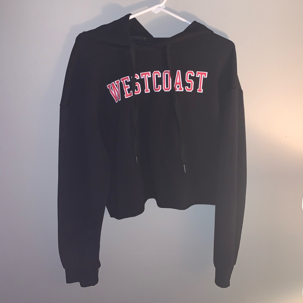 SHEIN Black crop top “west coast” Size XL.